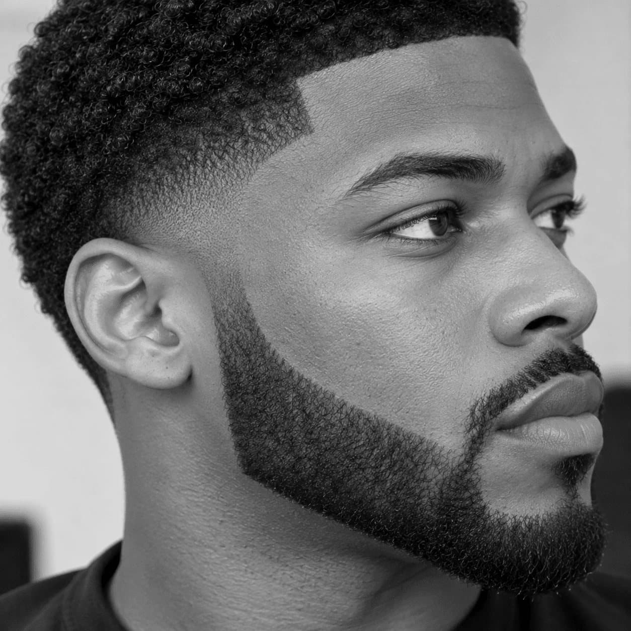 Gros plan sur une barbe taillée au contour net